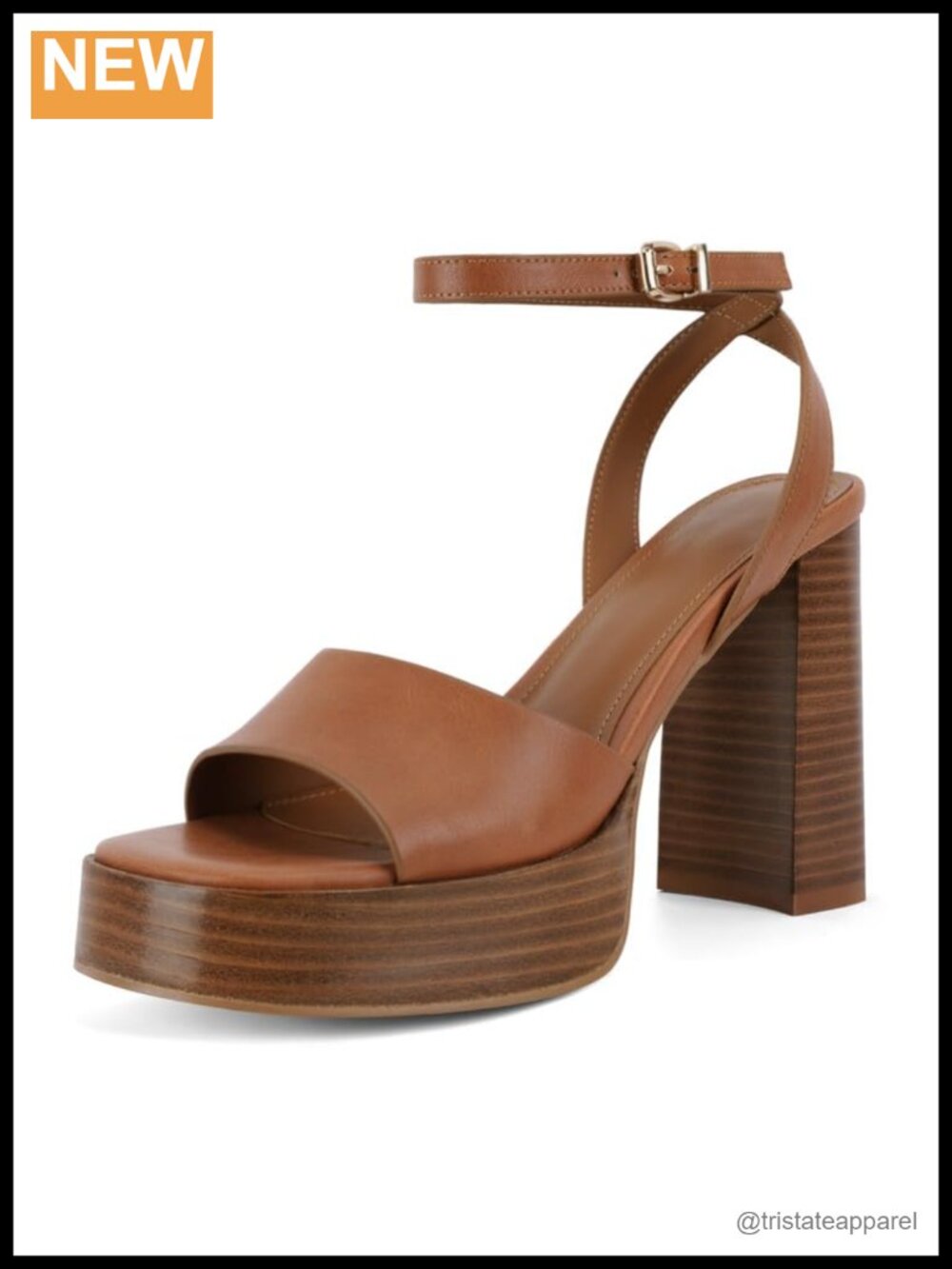 Platform Heels Open Toe Chunky Block Heel Ankle Strap Sandals Faux Leather
